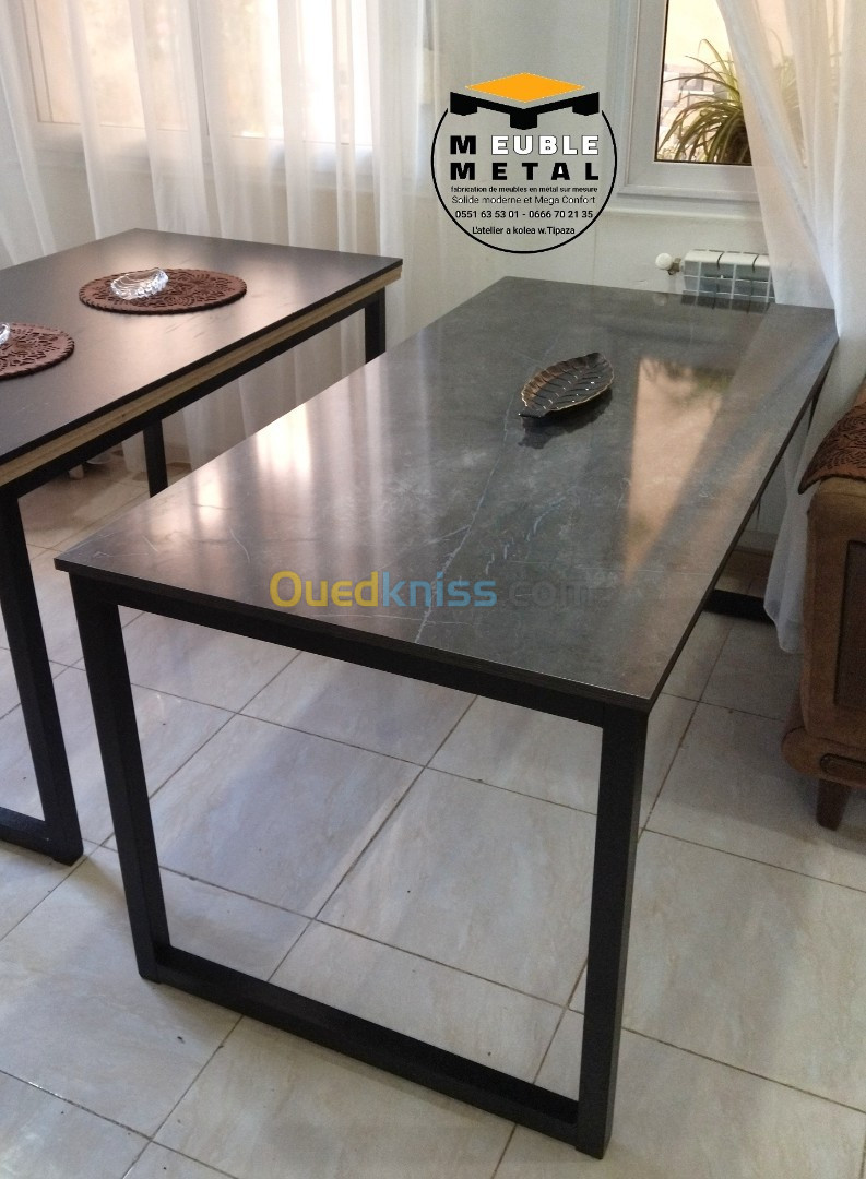 Table basse et table salle a manger en metat