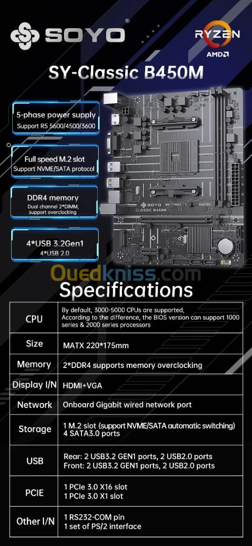 SOYO Motherboard Classic AMD B450M