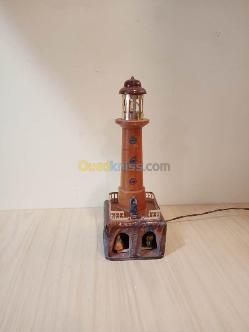 Vintage Phare lampe miniature en bois des années 50's / 60's 