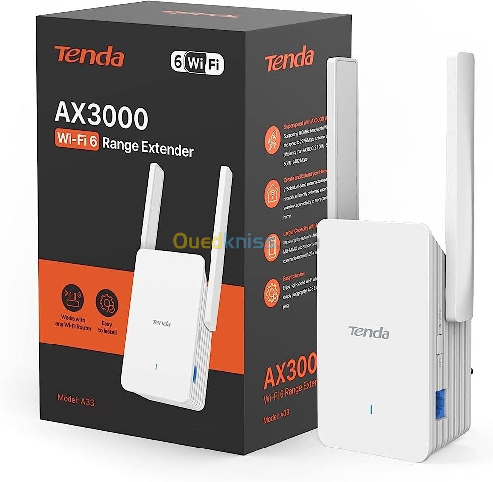 TENDA A33 WIRELESS 9 AX3000 UNIVERSAL RANGE EXTENDER WIFI6