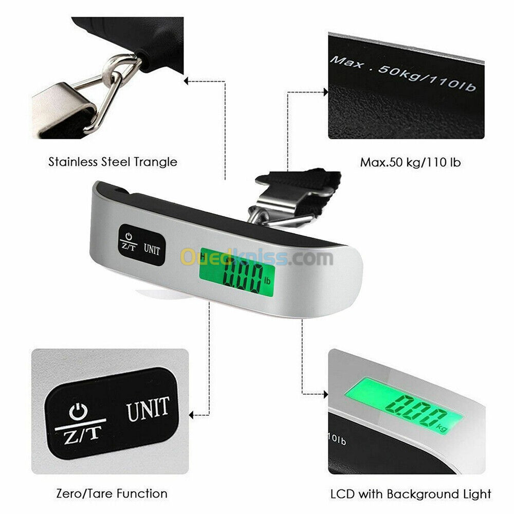 Balance à bagages numérique portable avec écran LCD 50kg