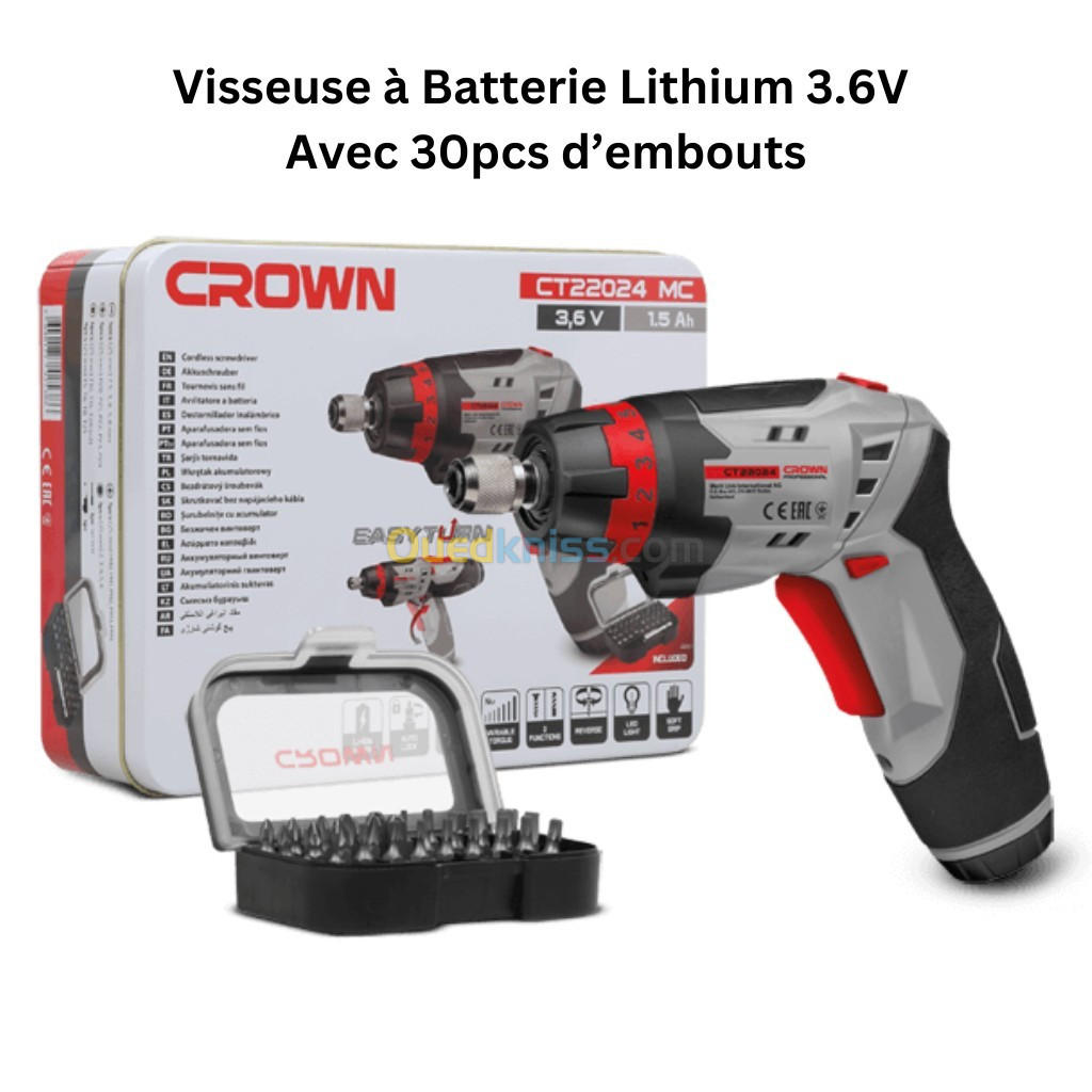 Visseuse a batterie lithium 3.6V avec 30pcs d'embout