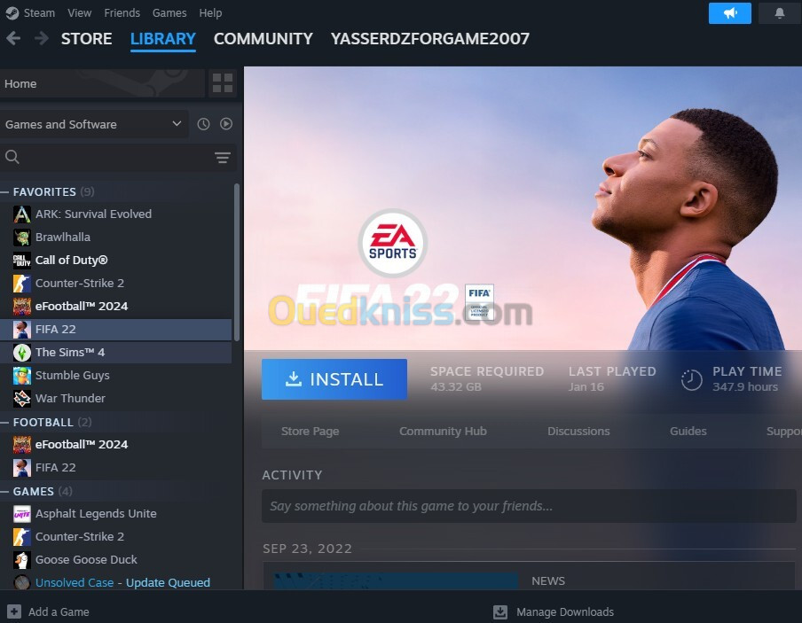 compte steam ark fifa 22 efootball