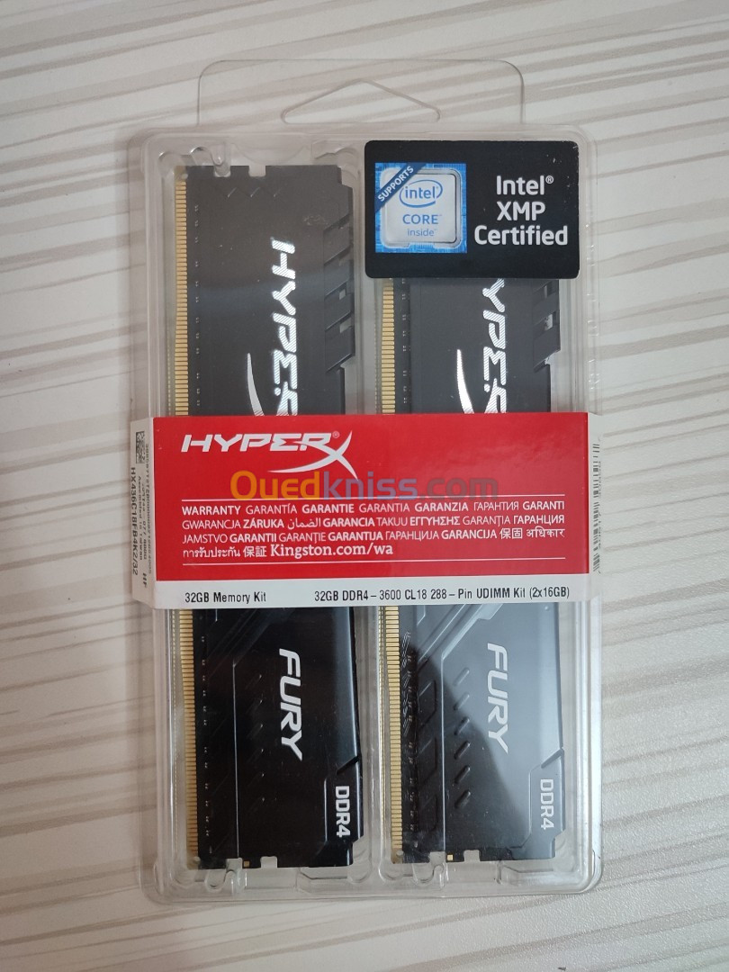 [ VENDU ] Hyper X FURY  32Gb RAM DDR4 - 3600MHz CL18 288- Pin UDIMM Kit ( 2 * 16GB )