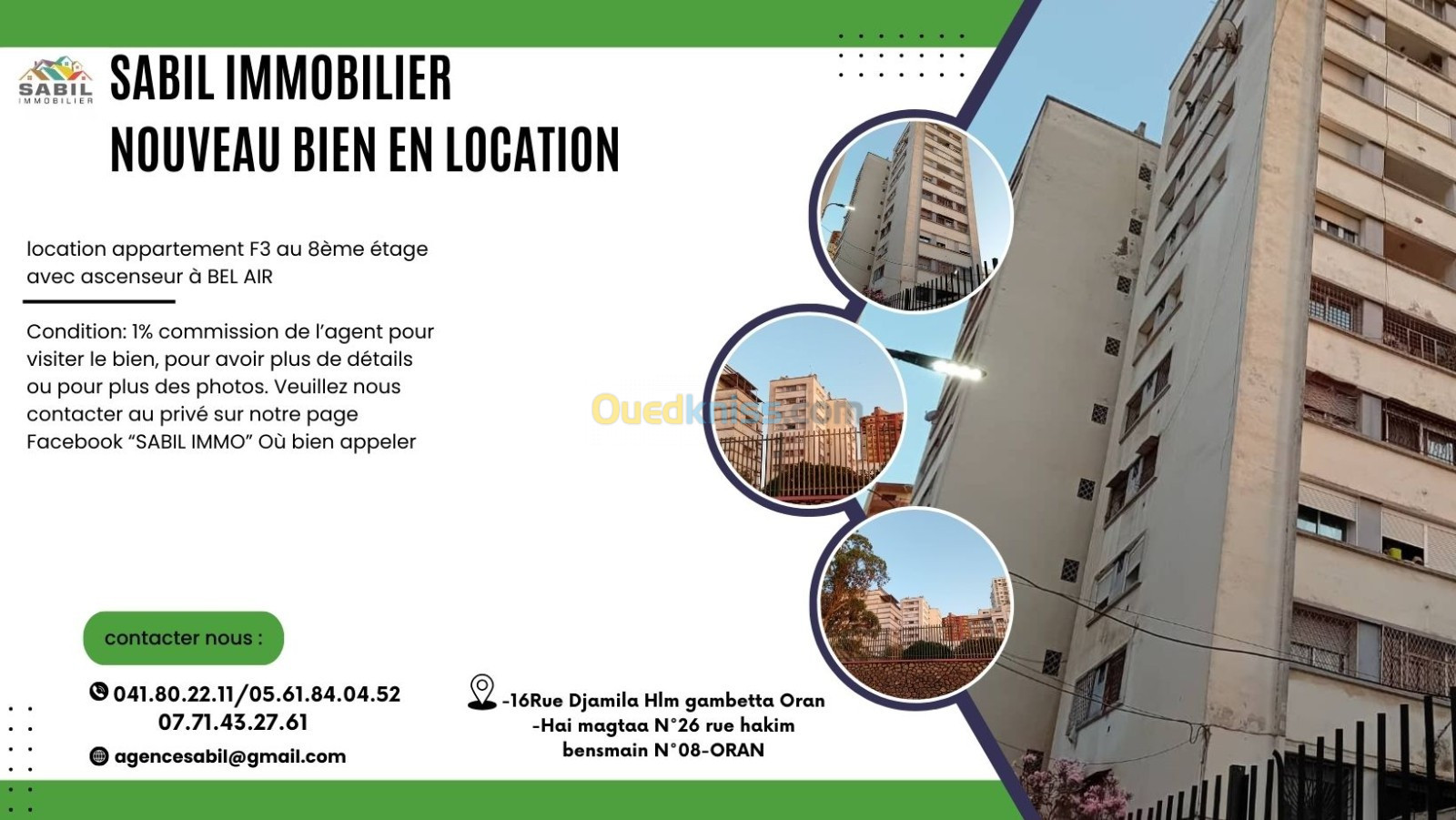 Location Appartement F3 Oran Oran