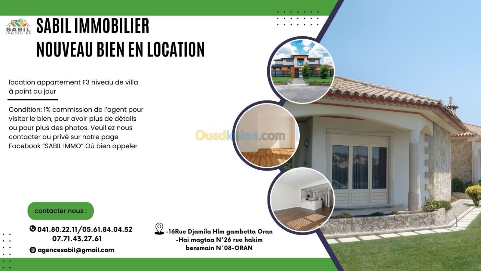 Location Niveau De Villa F3 Oran Oran