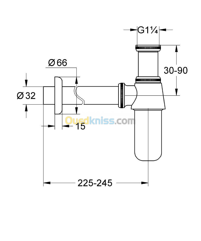 GROHE Siphon 1 1/4Pouces Pièce Détachée Argent 