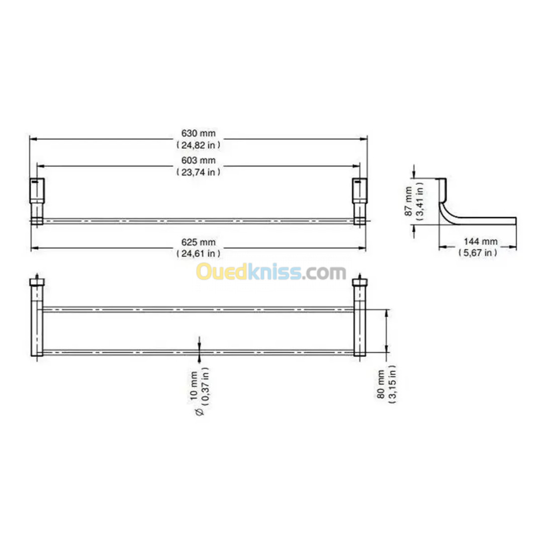 Porte-serviettes double bâton supérieur DOCOL