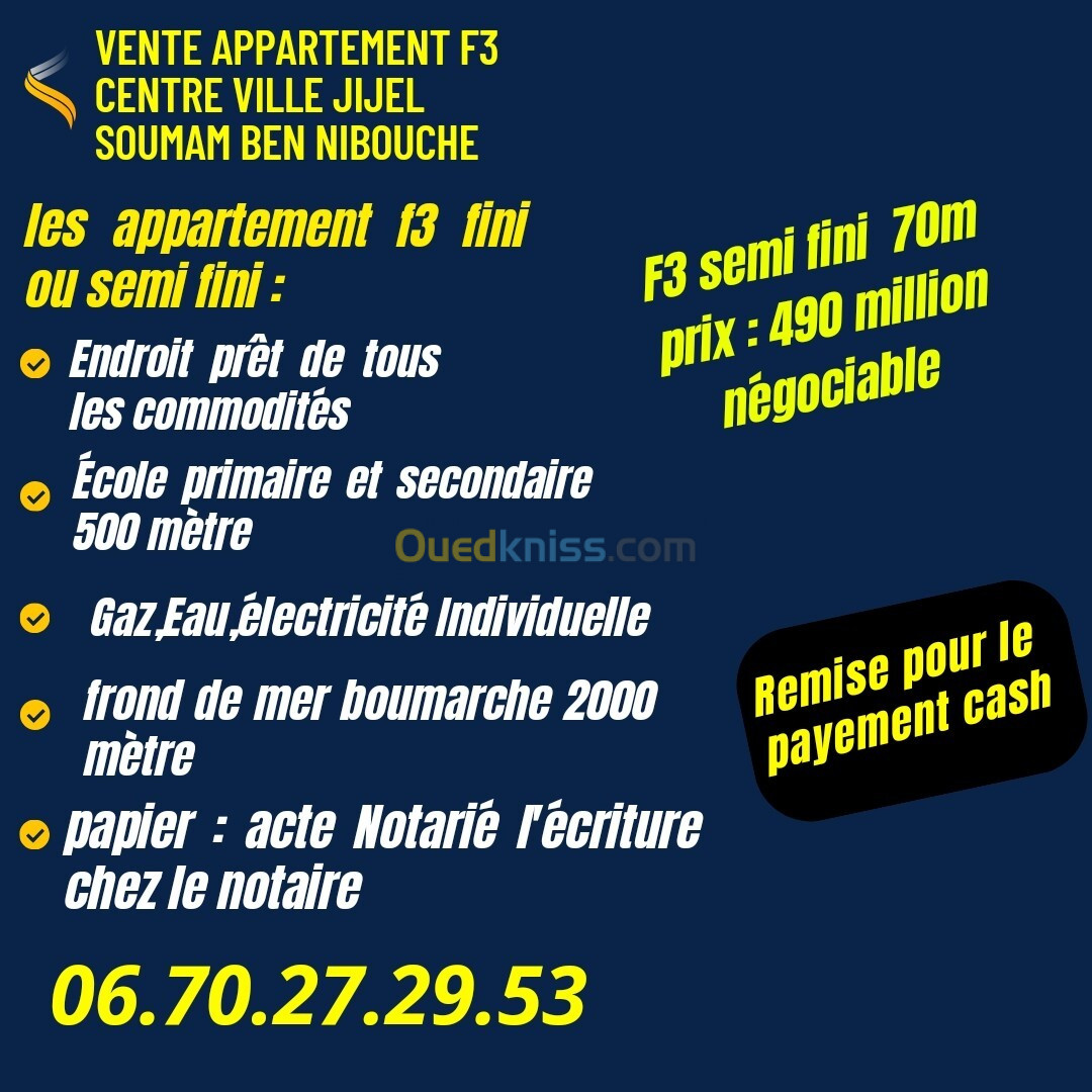 Vente Appartement F3 Jijel Jijel