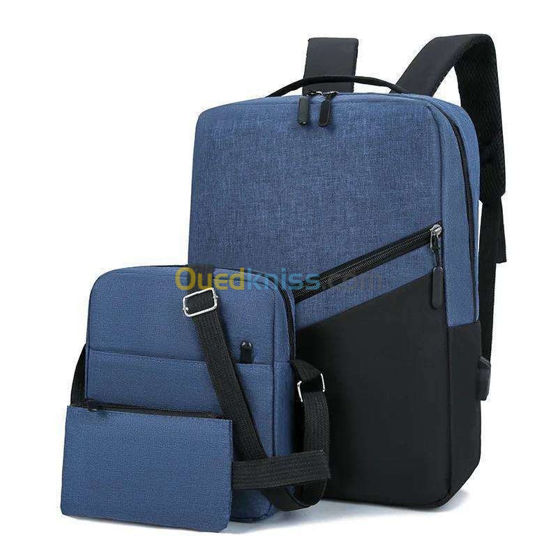 Sac à dos pour pc, de voyage,affaires, 3pcs cartable + Sac Bandoulière + Trousse