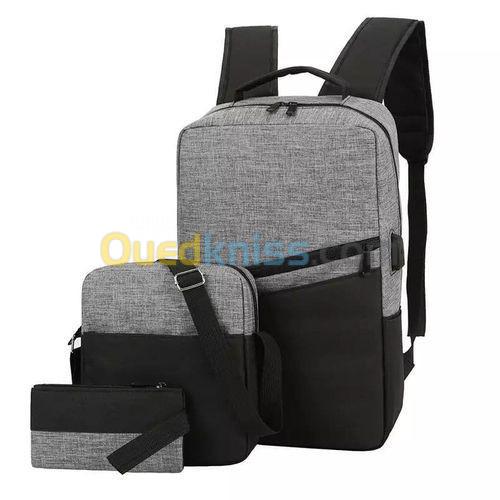 Sac à dos pour pc, de voyage,affaires, 3pcs cartable + Sac Bandoulière + Trousse