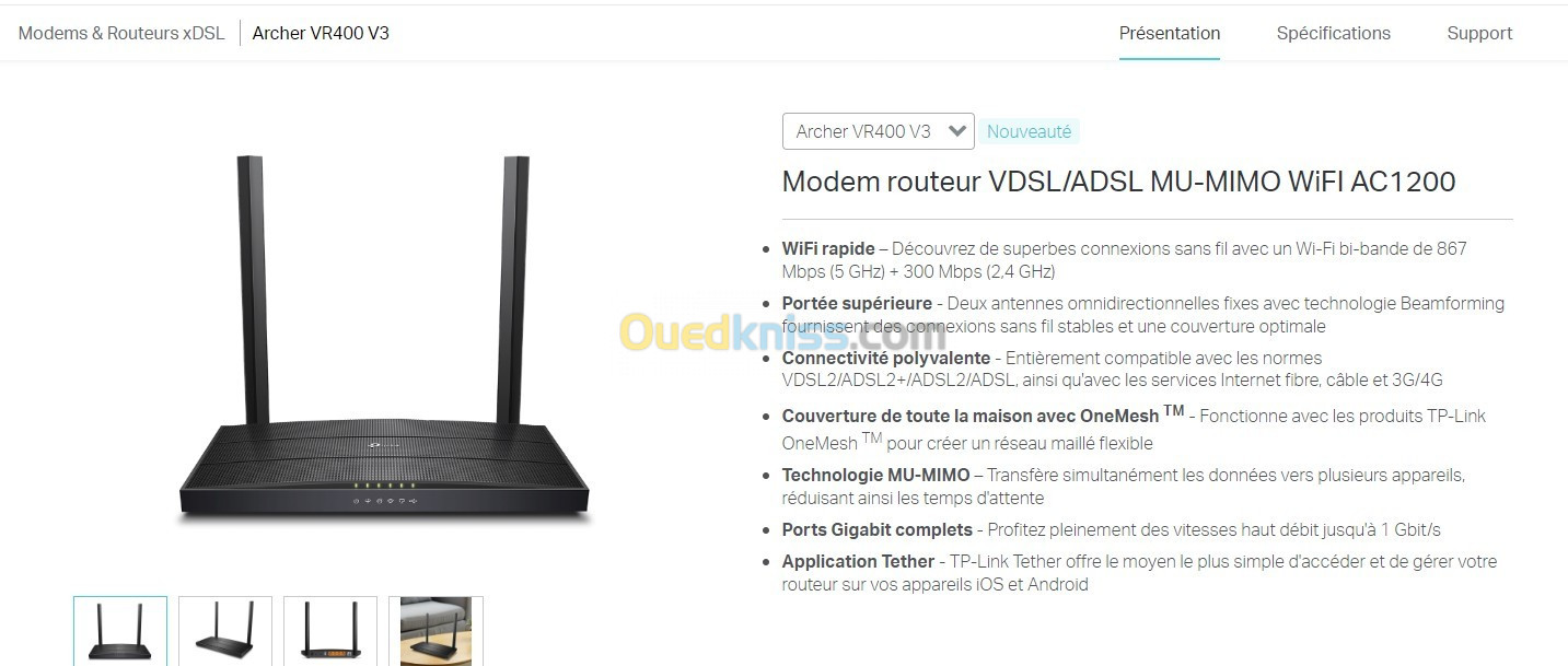 MODEM TP-Link ROUTEUR WI-FI ARCHER VR400 Version 3