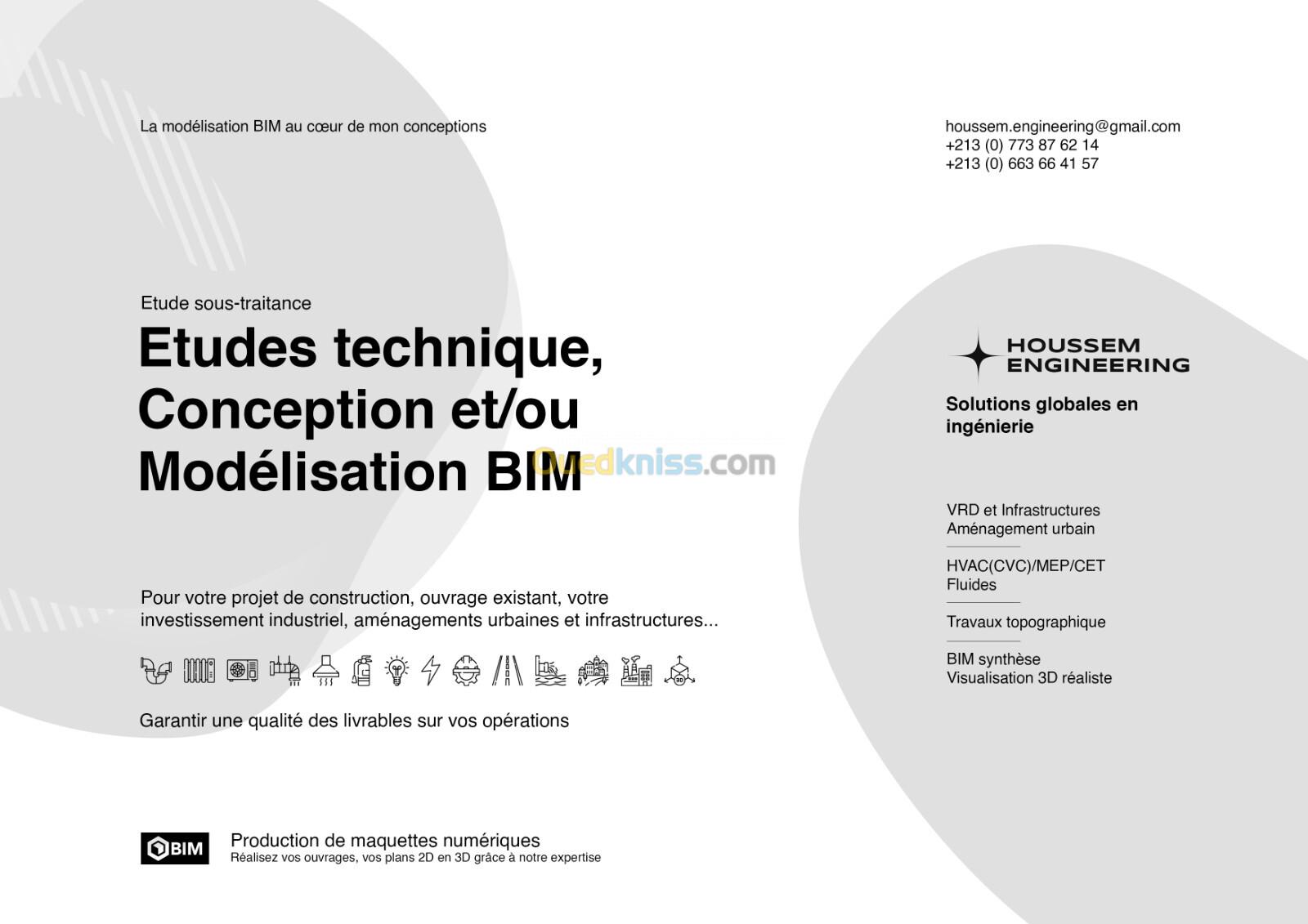 Etude Engineering HVAC(CVC)/MEP/CET et VRD/INFRASTRUCTURES