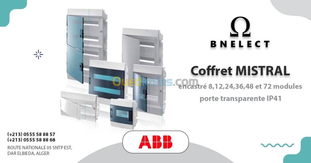 Coffret Mistral Encastré ABB IP41   8 - 12 - 24 - 36 - 48 & 72 Modules 