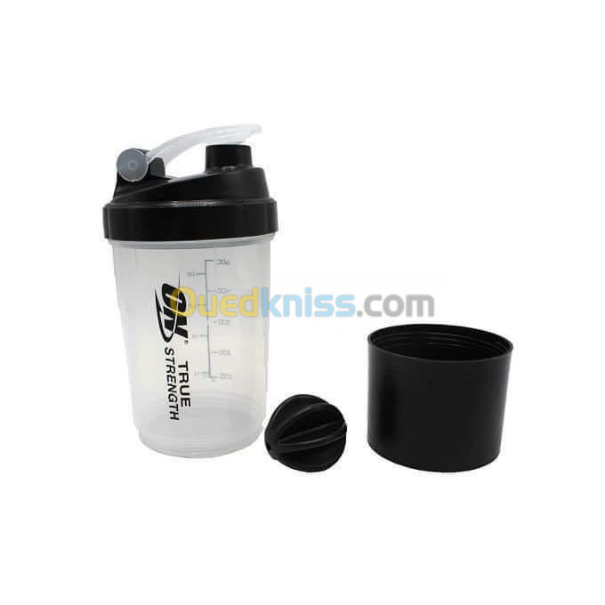 Shaker optimum nutrition avec une porte dose 