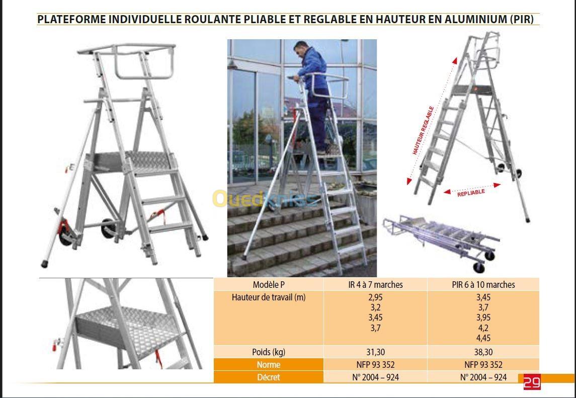 Escabeau, Plateforme Individuelle-ÉCHELLE MOBILE AVEC PLATEFORME-Roulante en Aluminium-