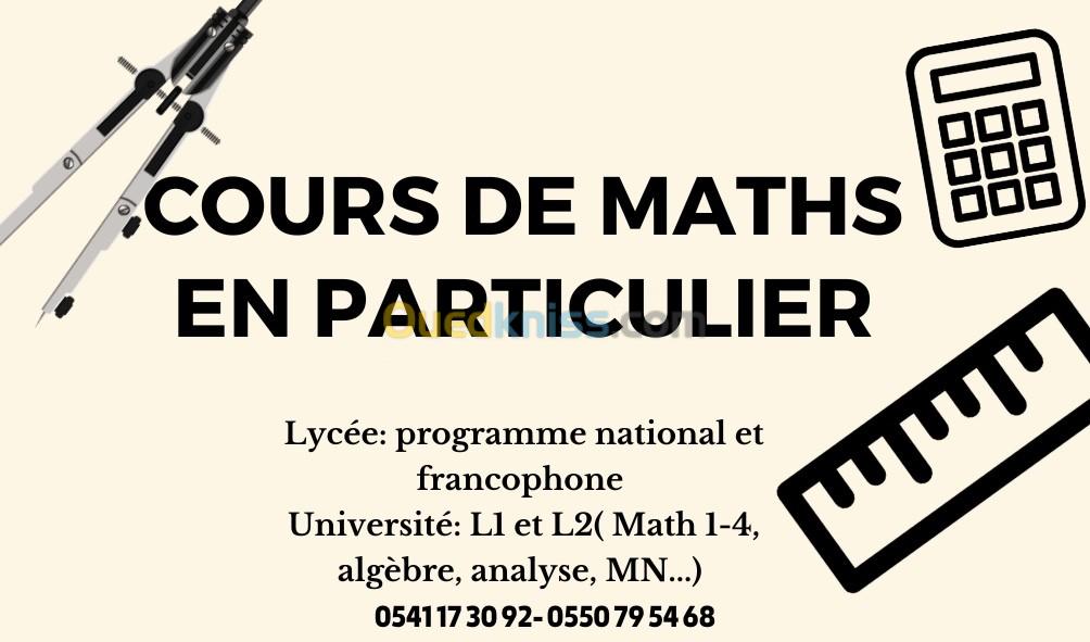 Cours de maths en particulier 