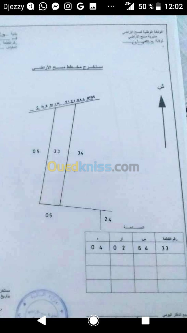 Vente Terrain Oran Oued tlelat