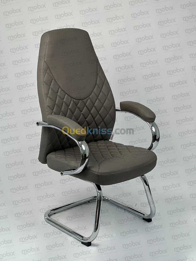 CHAISE BUREAU Fauteuil PDG Modèle LOSANGE Marron Gris Simili Cuir Skaï De La Marque MOBIX-DZ