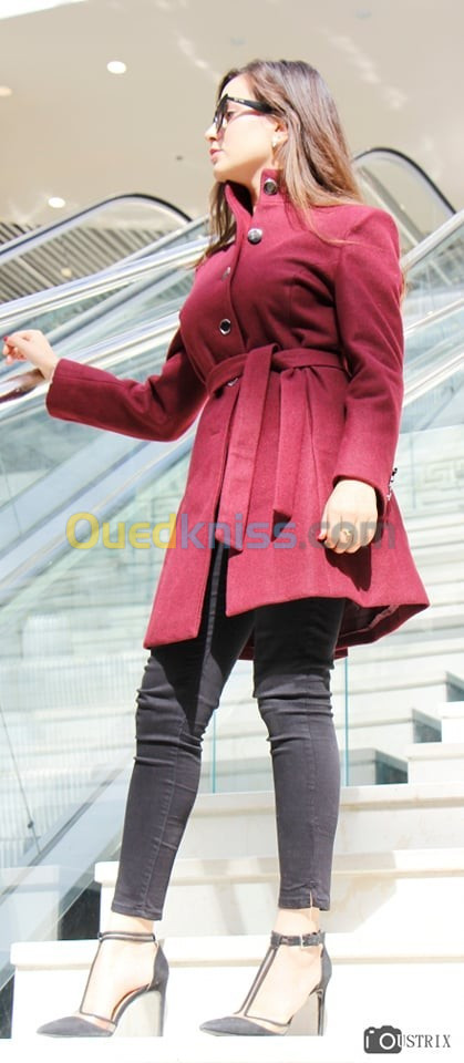 manteau cachemire rouge