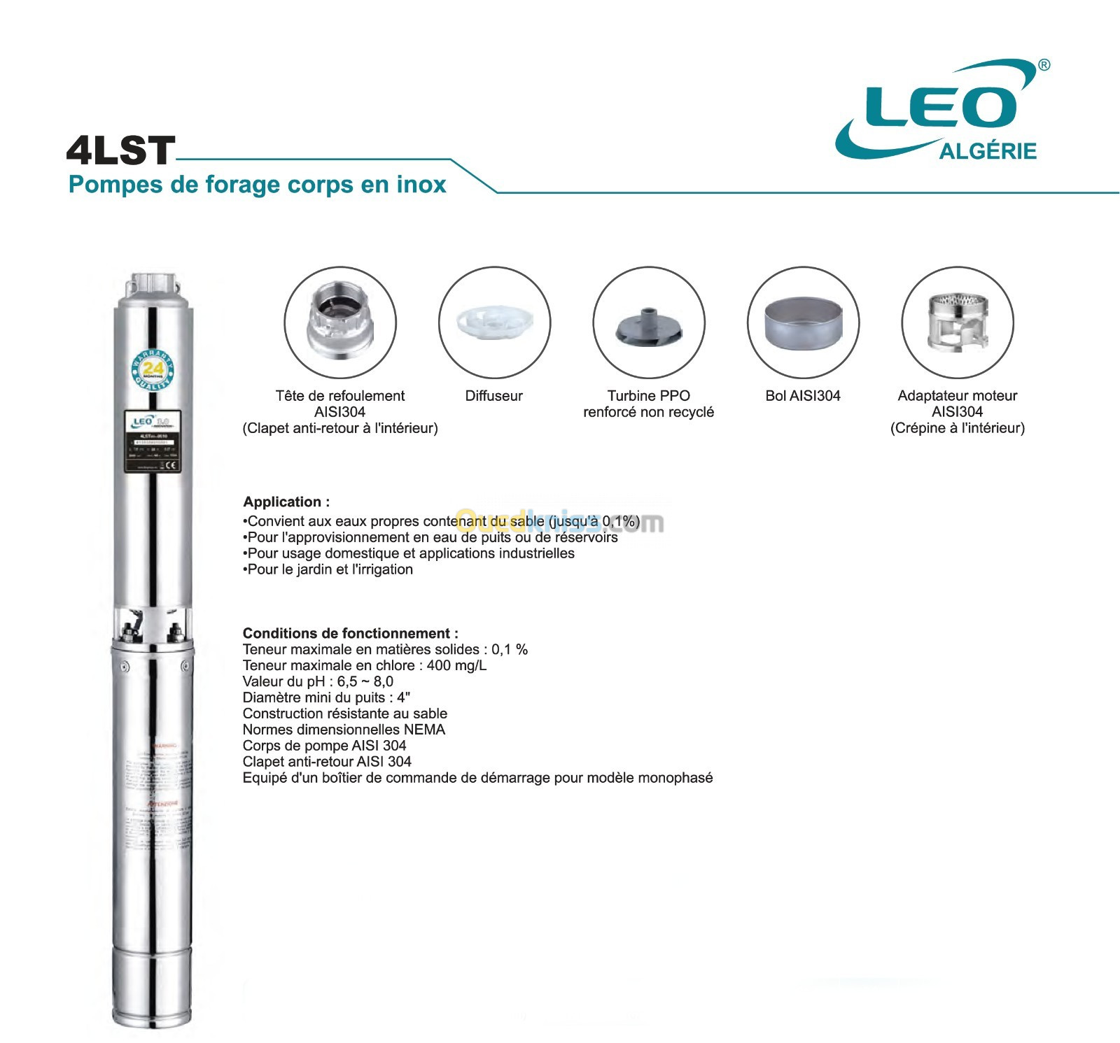 LEO 4LST POMPE DE FORAGE TOUTE EN INOX