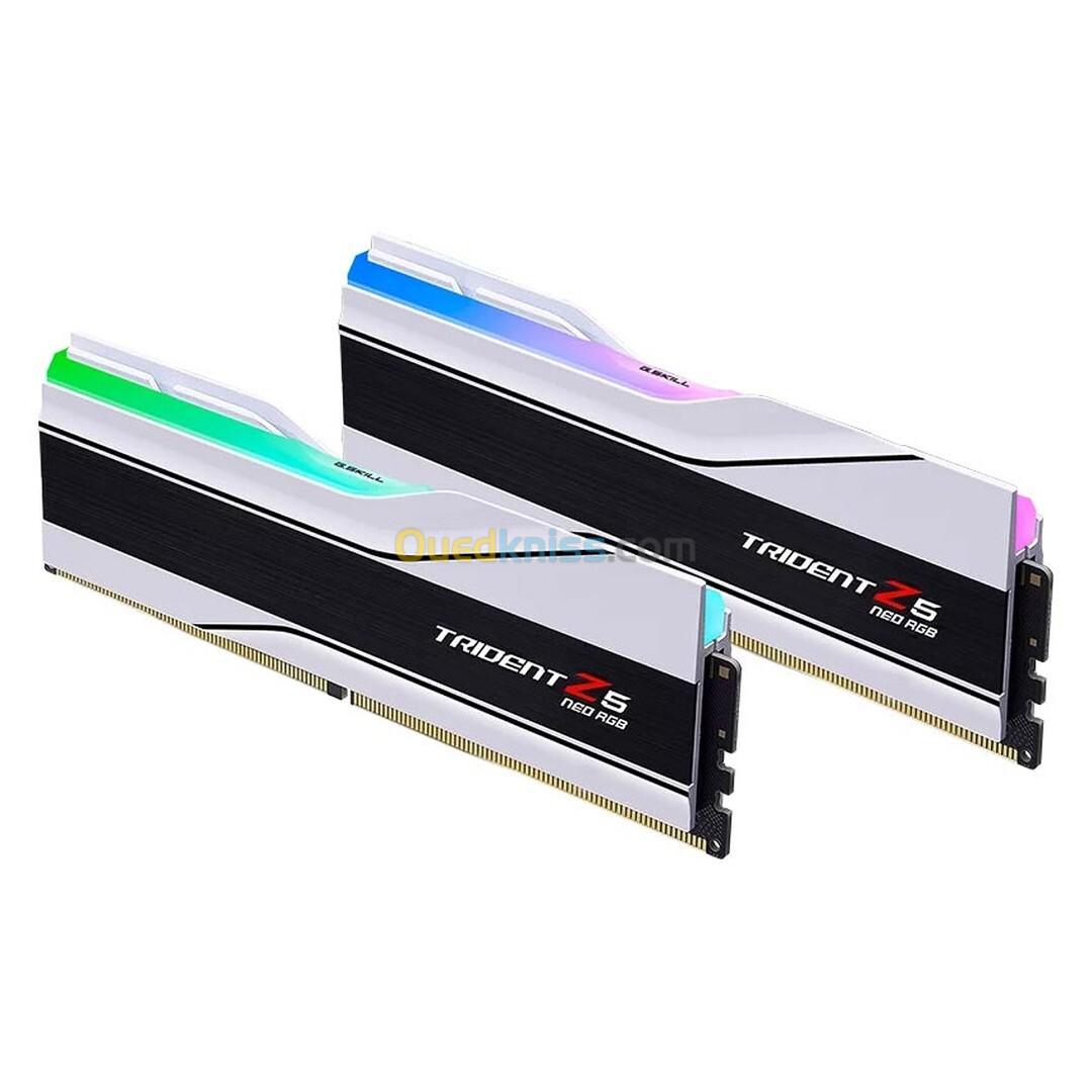 Ram G Skill Trident Z5 RGB 32 Go (2 x 16 Go) DDR5 6400 MHz CL32 - WHITE Intel XMP