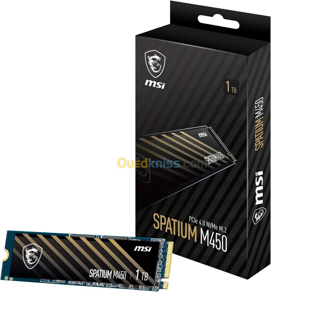 MSI SPATIUM M450 PCIe 4.0 NVMe M.2 1TB up to 3600MB/s 3D NAND Up to 600 TBW