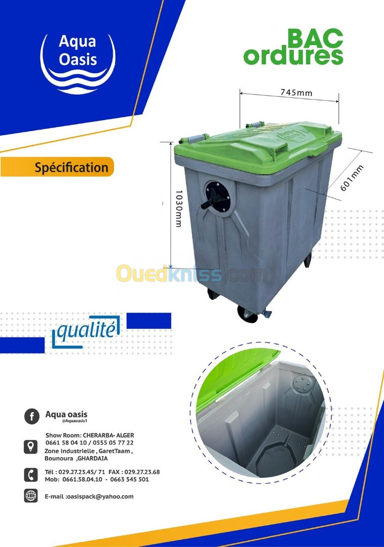 Bac Poubelle (ordure) plastique  240L & 660L