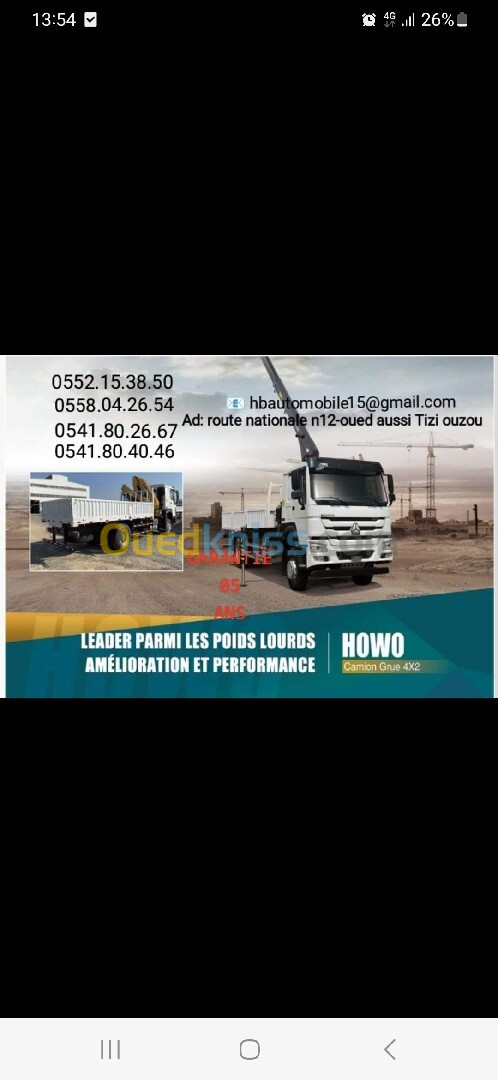 HOWO SINOTRUK GRUE CAMION 2024