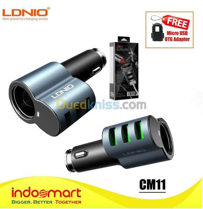 Ldnio KIT CHARGER AUTO TYPE-C 3USB 5.1A_CM11 Noir