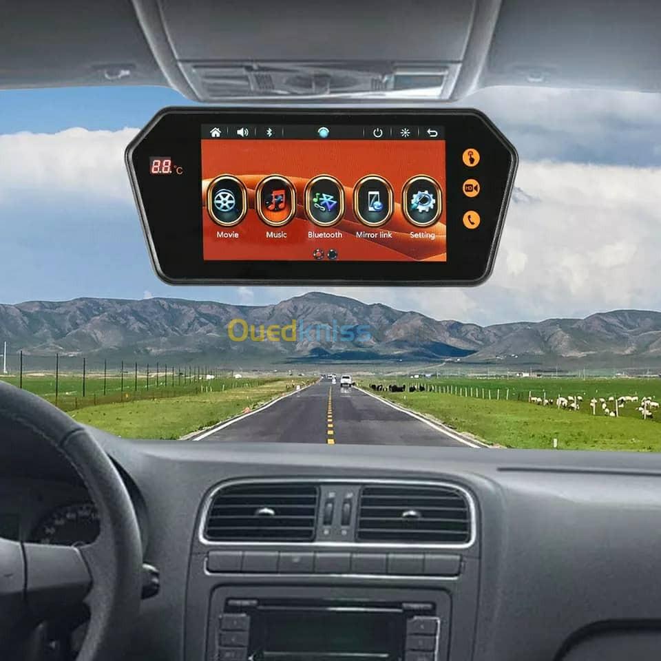 Rétroviseur de voiture avec écran LCD TFT 7 pouces, bluetooth, moniteur vidéo, lecteur MP5 