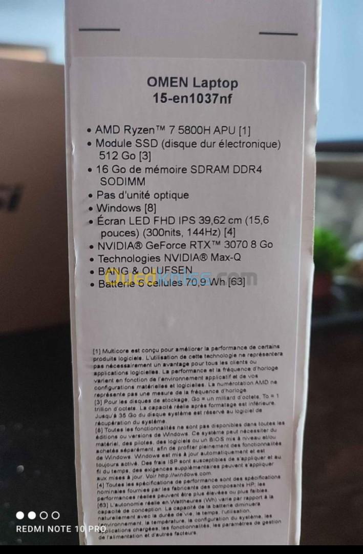 Hp Omen RTX 3070 (neuf) Ryzen 7 512-16