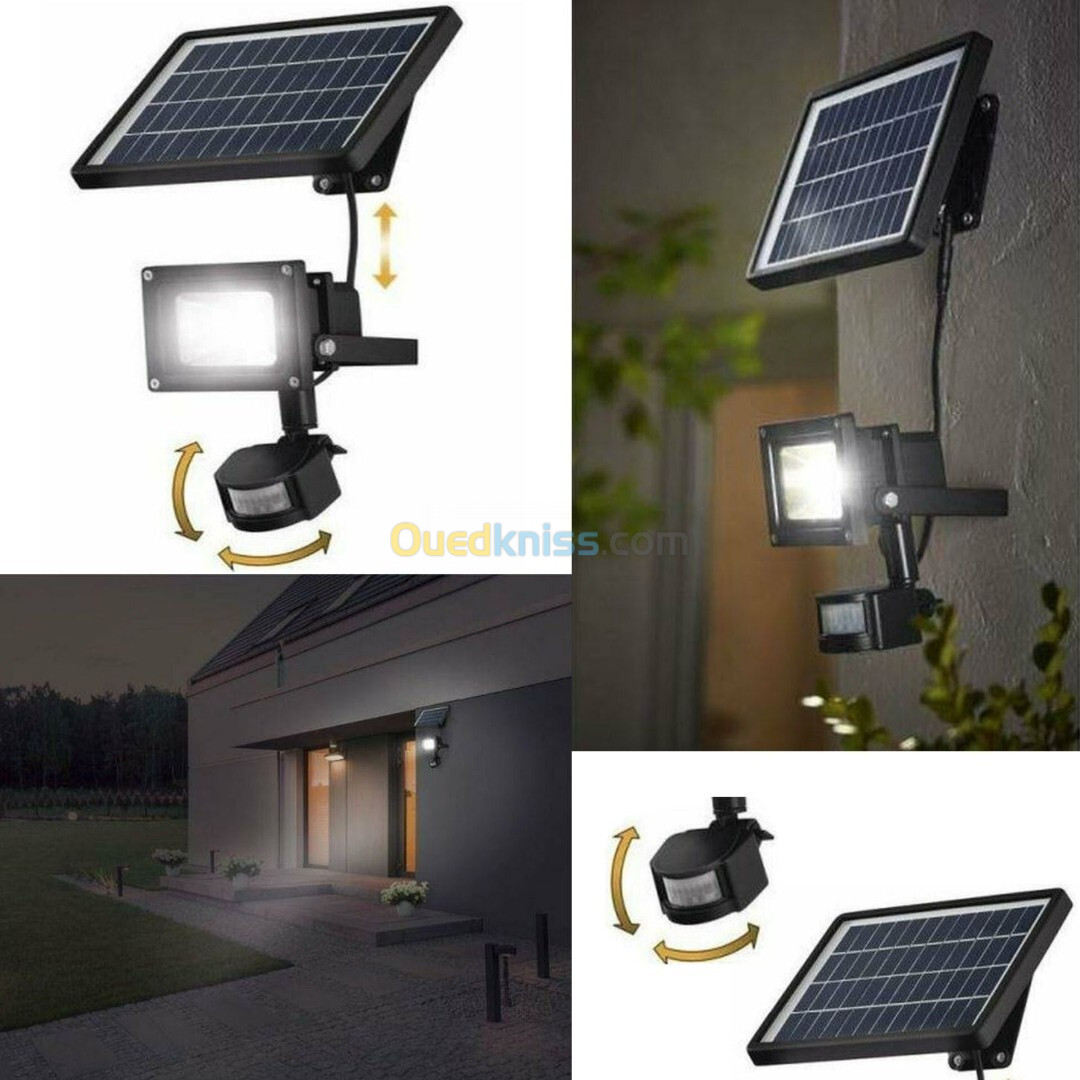 projecteur LED Allemand 100% original avec panneau solaire / distance d'éclairage 12m 