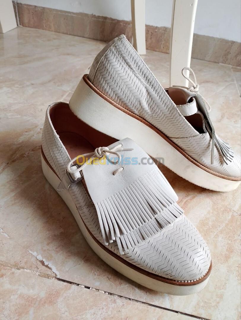 Mocassins léopard + mocassins compensées blanche