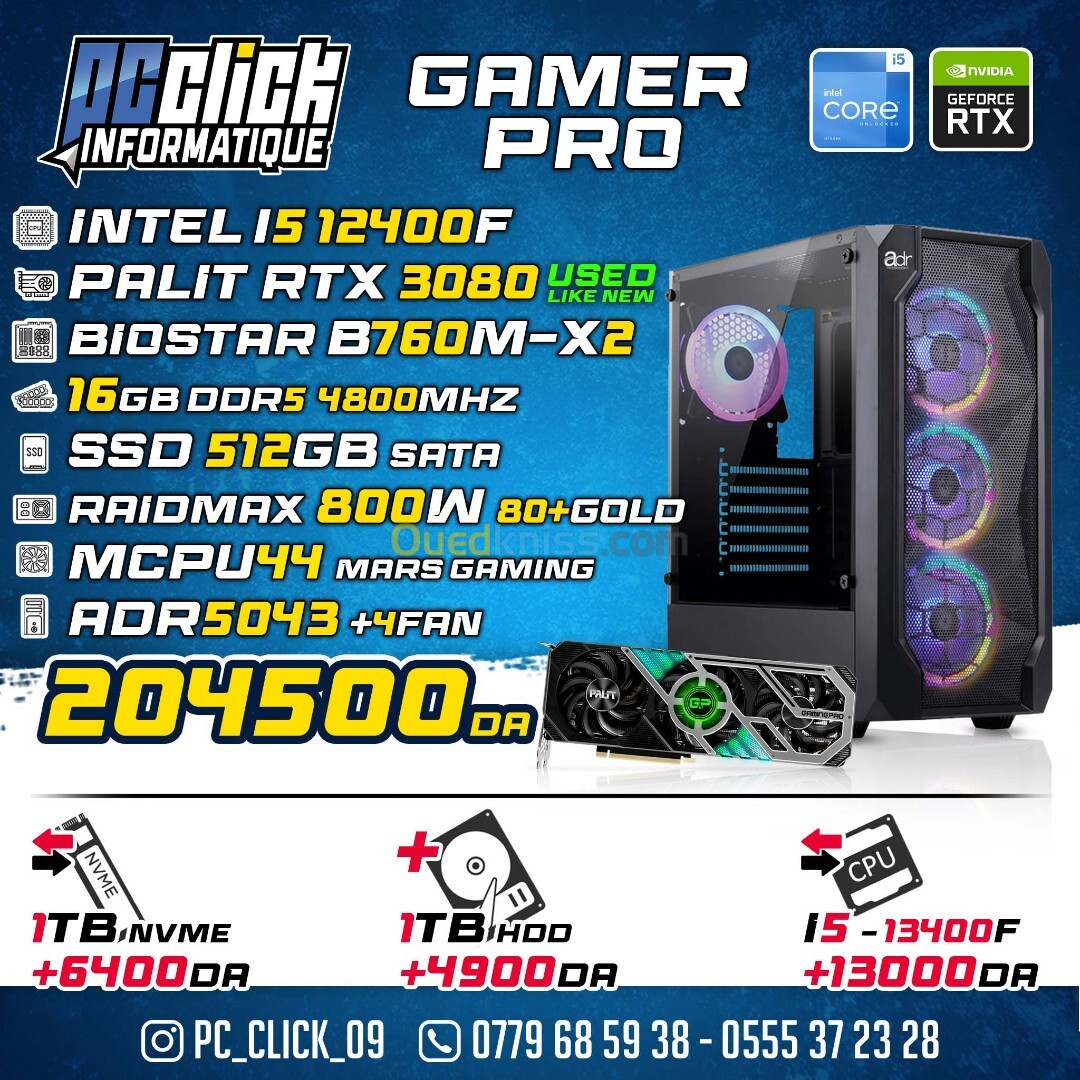 CONFIG intel I5 12400F + PALIT RTX 3080 10GB