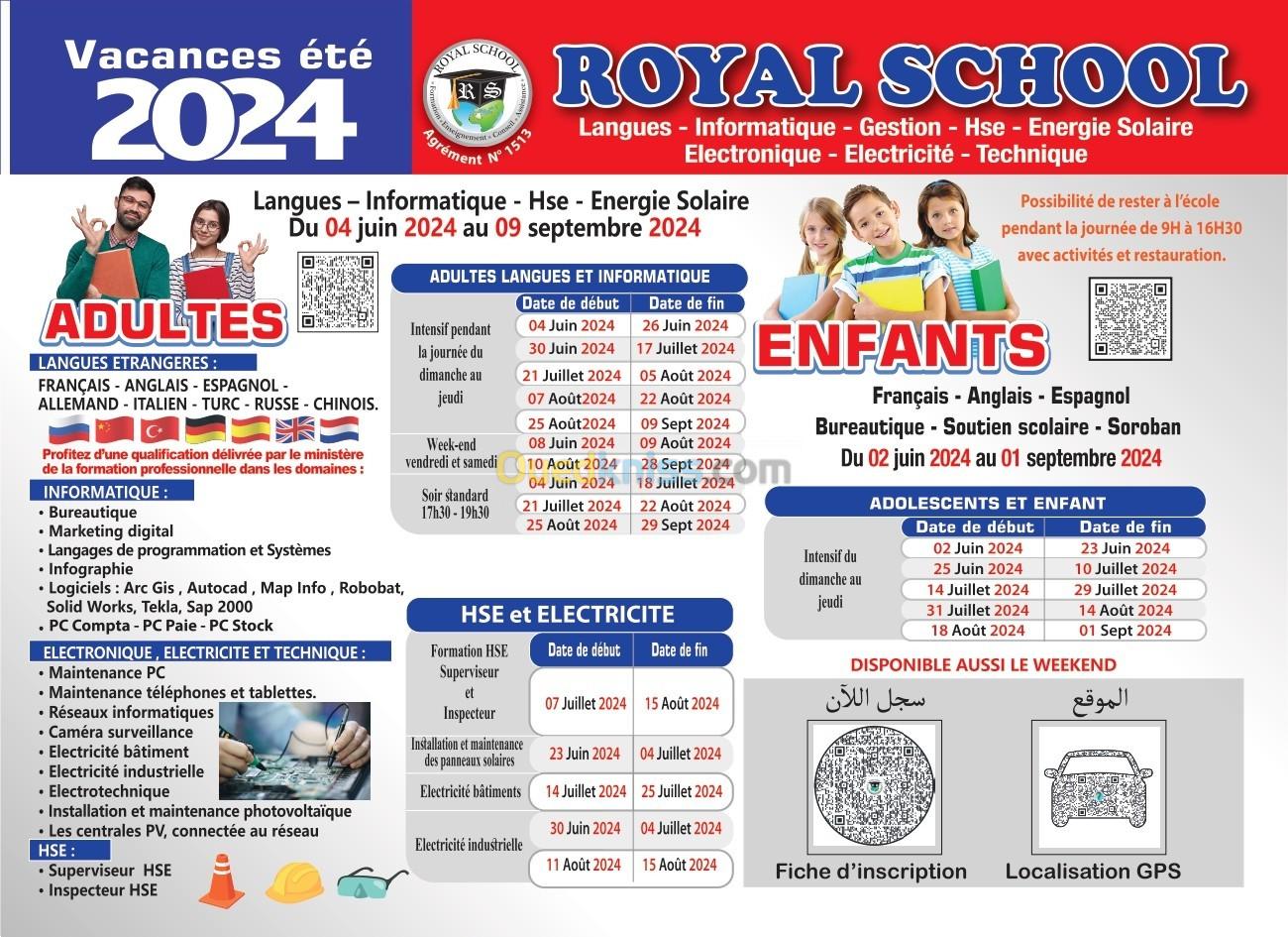 été 2024 ROYAL SCHOOL LES FORMATIONS 