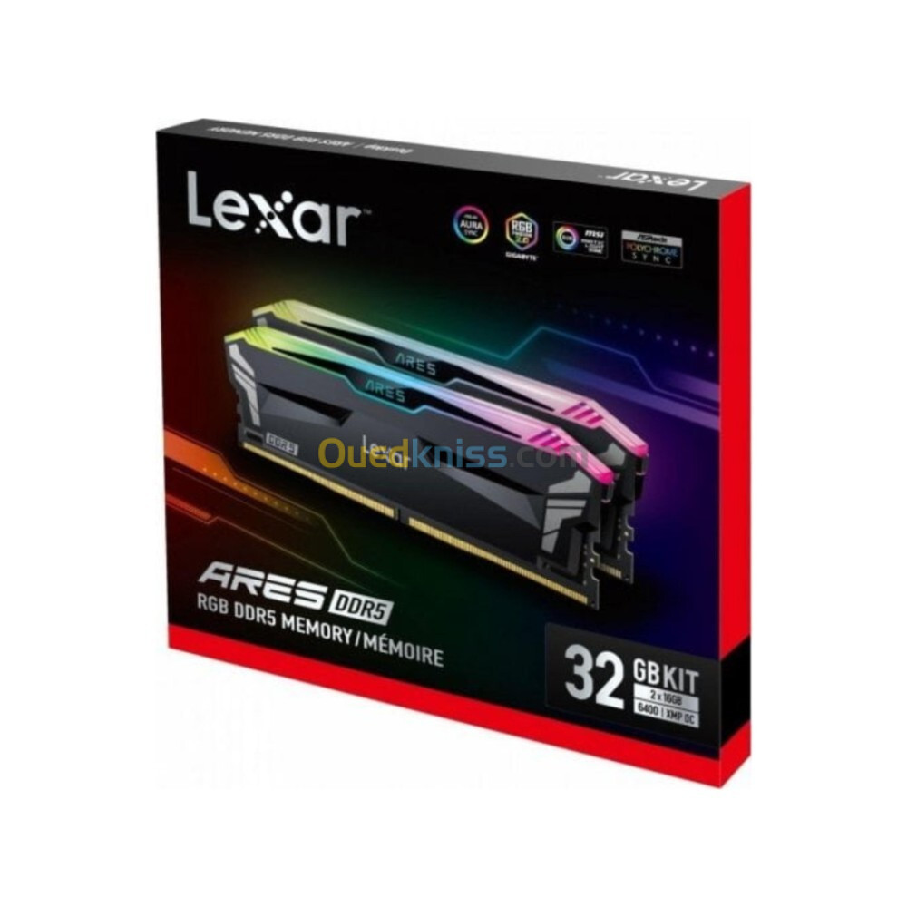 RAM LEXAR 32GO 2X16GO 6400MHZ ARES RGB DDR5 CL32