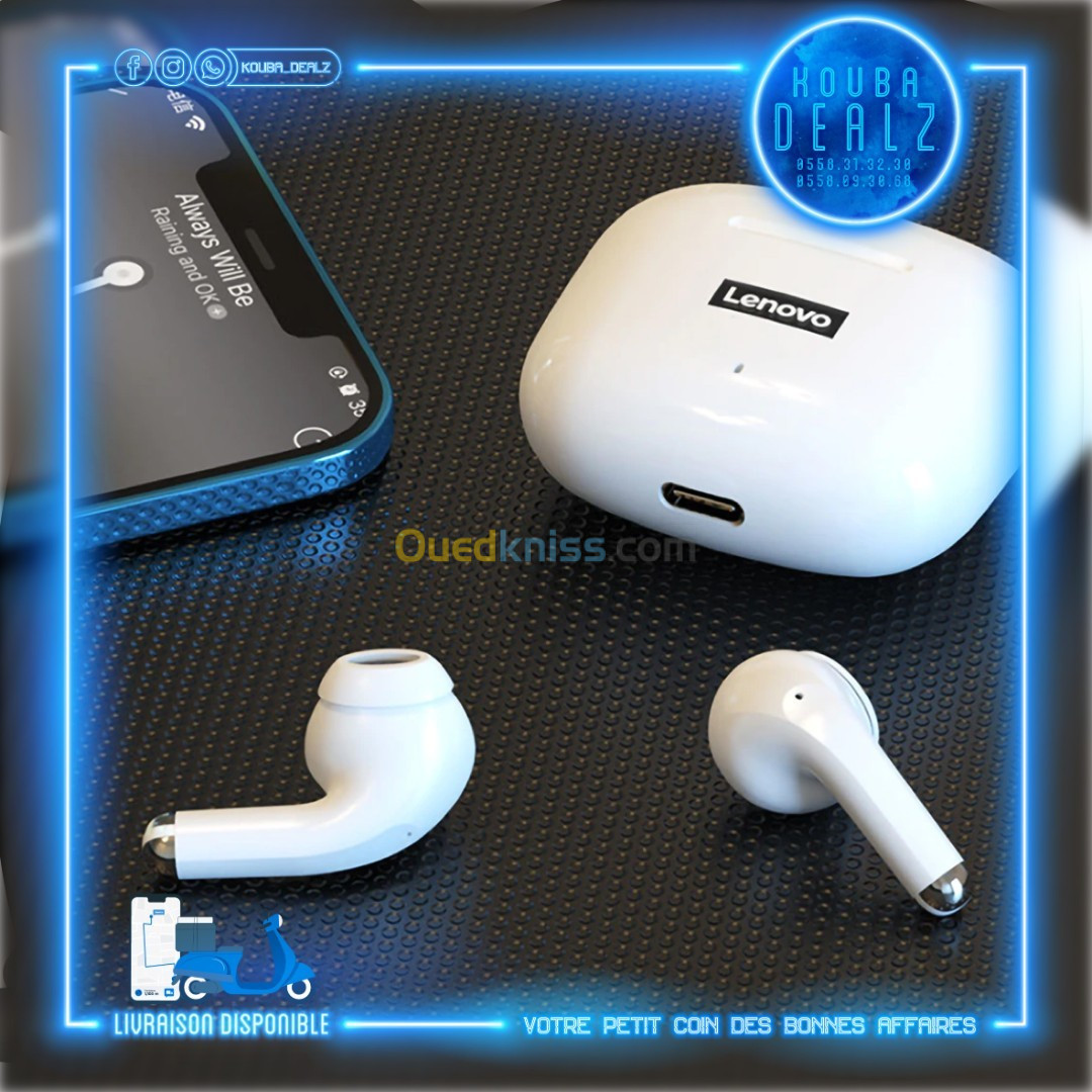 🎧 AIRPODS LENOVO LP40 PRO ORIGINAL (KIT BLUETOOTH) (PRIX CHOC)