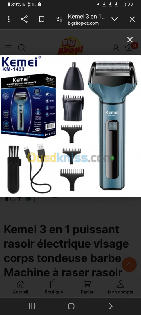 Kemei Tondeuse À Cheveux & Barbe Rechargeable -Km 1434- bleu