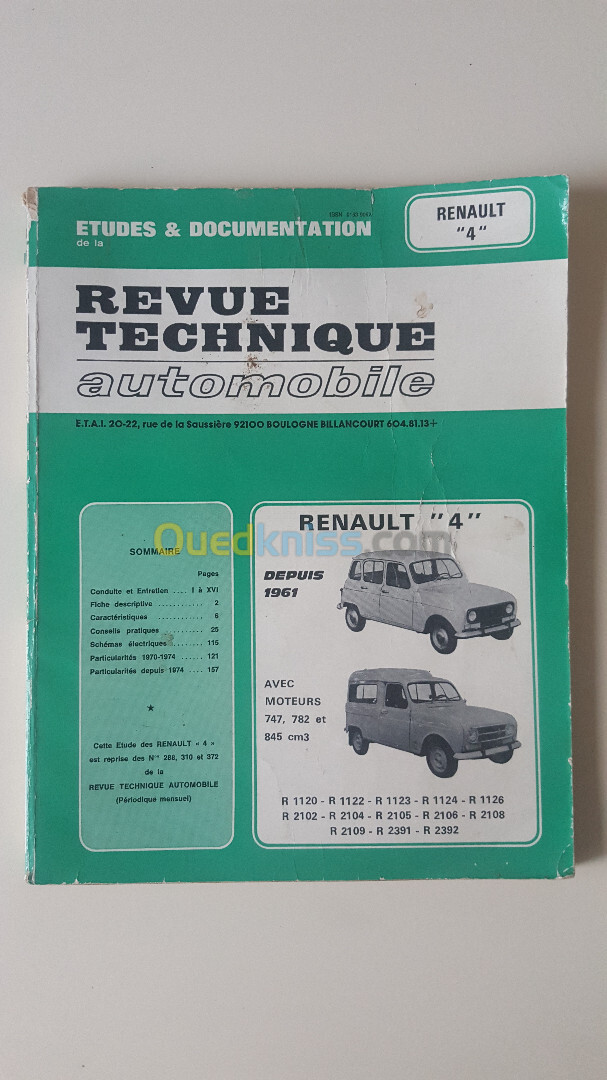 Revue technique automobile, Renault 4, Renault 4 GTL, fourgonnettes 4 F6, Renault 4 TL