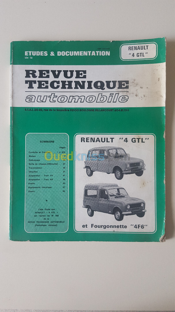 Revue technique automobile, Renault 4, Renault 4 GTL, fourgonnettes 4 F6, Renault 4 TL