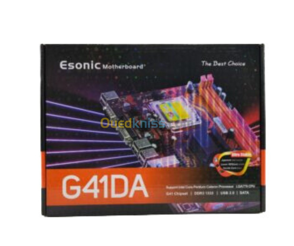 Carte Mère Esonic G41DA  Processor LGA775 CPU /2DDR3 1333/6USB 2.0 /04 PORT SATA /RJ45/VGA 