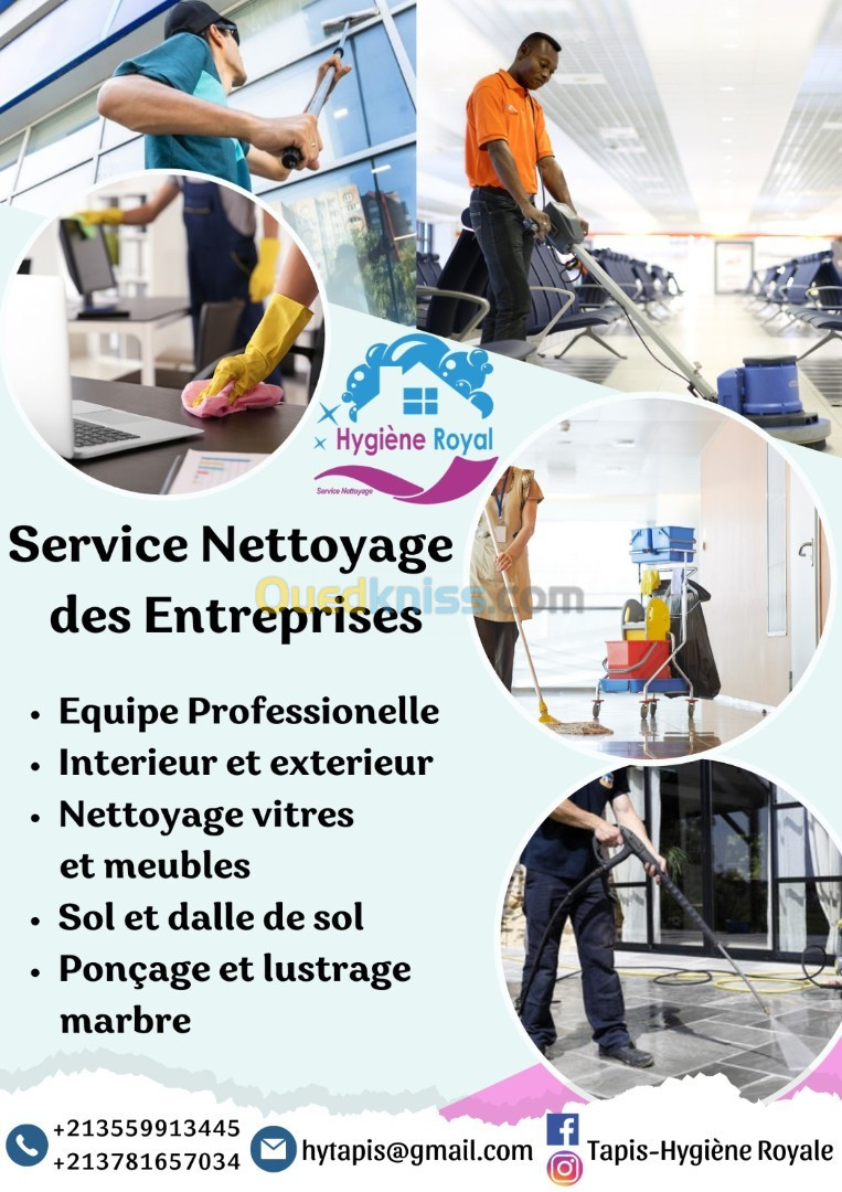 Nettoyage générale des entreprises, sièges administratifs, atelier, usines et magasins.