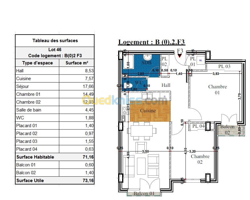 Vente Appartement F3 Béjaïa Bejaia