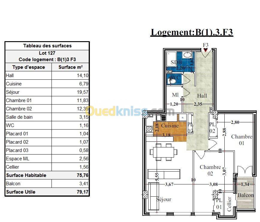 Vente Appartement F3 Béjaïa Bejaia