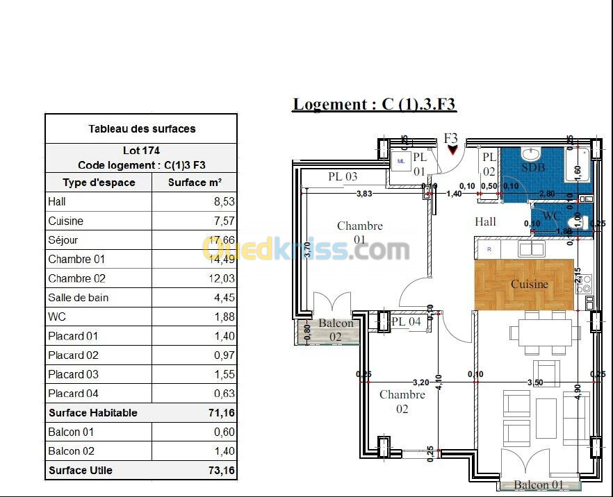 Vente Appartement F3 Béjaïa Bejaia