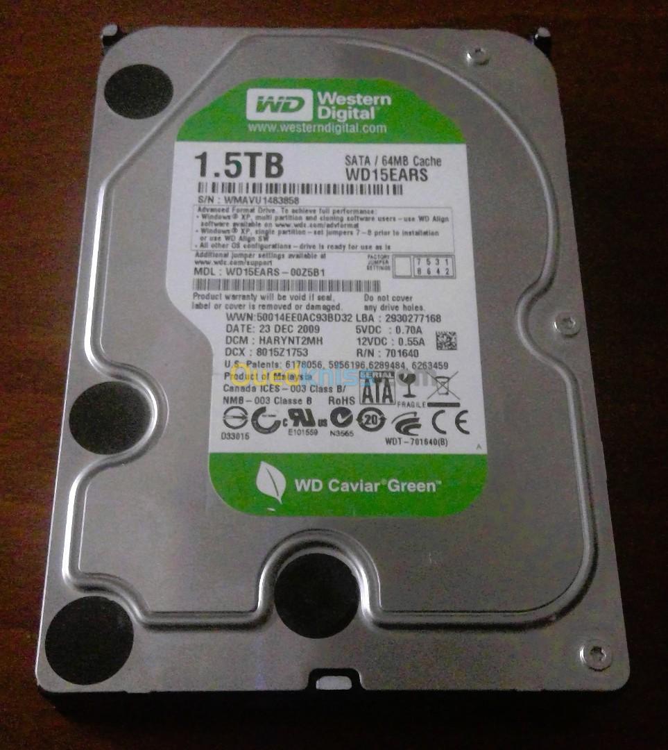  Disque Dur Western Digital Caviar Green 1.5To SATA II  3.5"