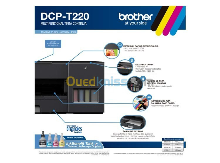 MULTIFONCTION JET DENCRE RESERVOIR BROTHER DCP-T220 PRINT+COPY+SCAN