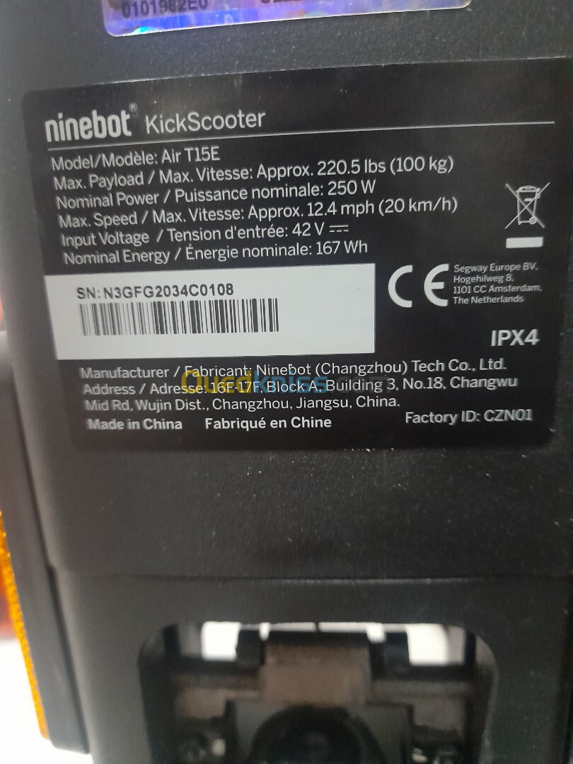 Trotinette ninebot t15e presque neuf