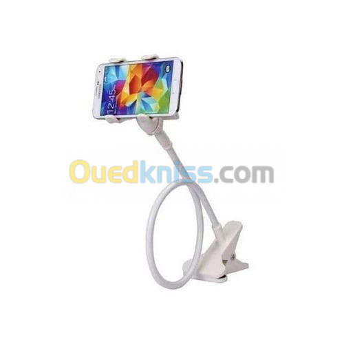 Support Telephone Long Et Flexible 60 Cm - Rotation 360 - blanc